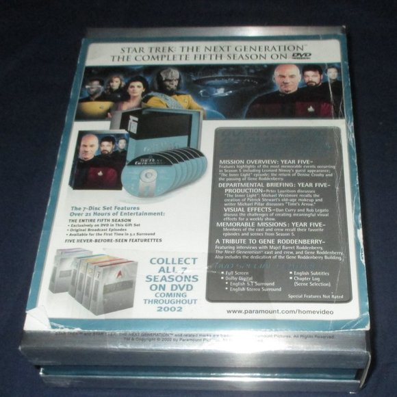 Star Trek The Next Generation: The Complete 5th Season (DVD, 2002, 7-Disc Set) - Picture 9 of 9